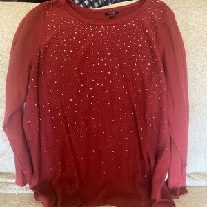Red Sweater with Studded Design